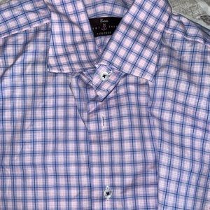 Robert Talbott Estate Long Sleeve Tailored L Shirt Blue and Pink  16 1/2” Collar